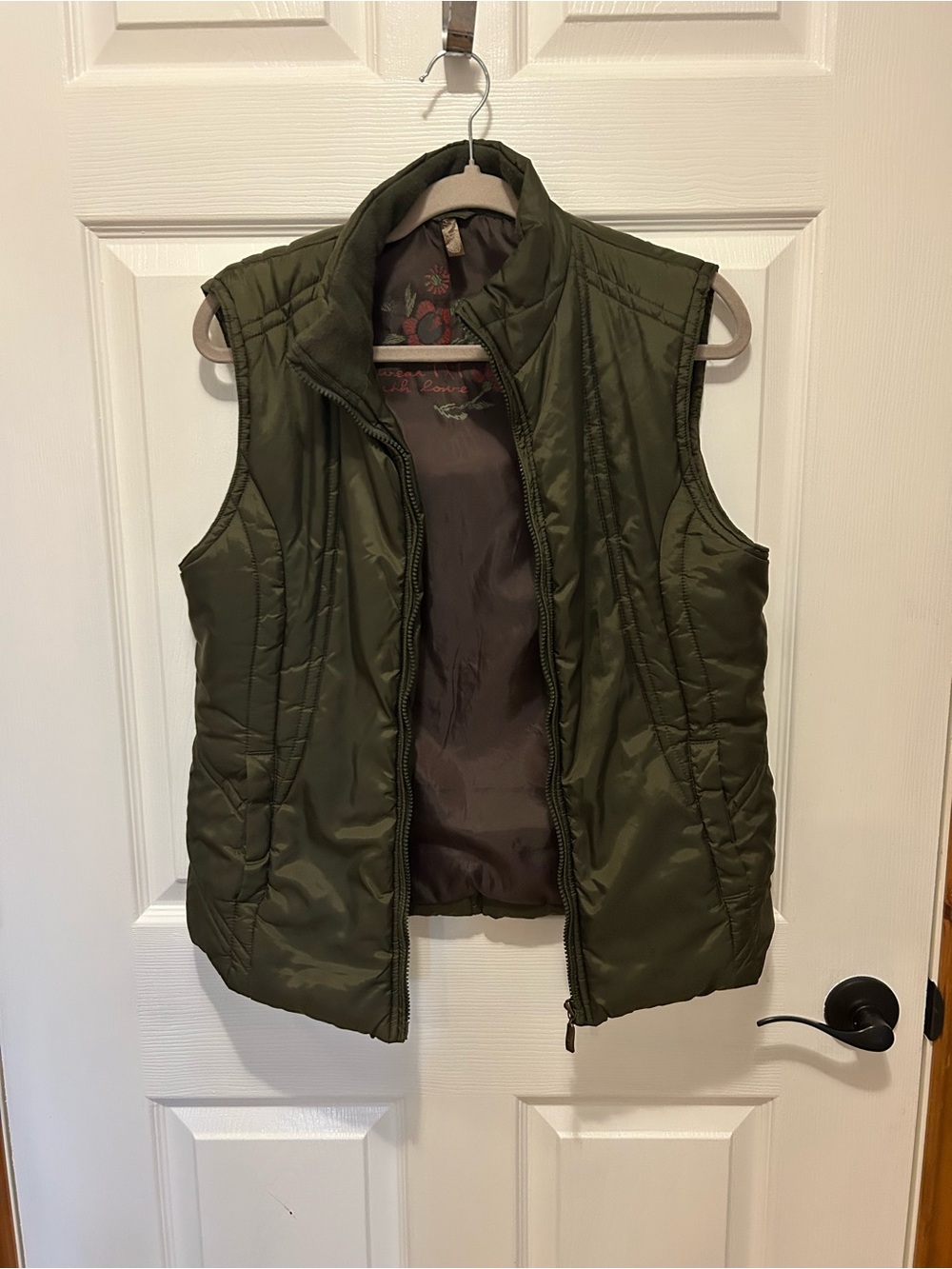 TXT Olive Green Quilted Puffer Vest